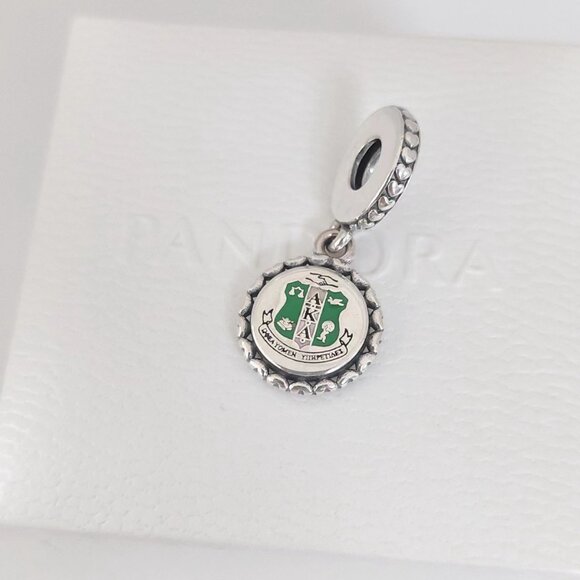 Pandora AKA Dangle Charm Alpha Kappa Alpha Sorority Charm S925 Silver with box - Picture 8 of 10